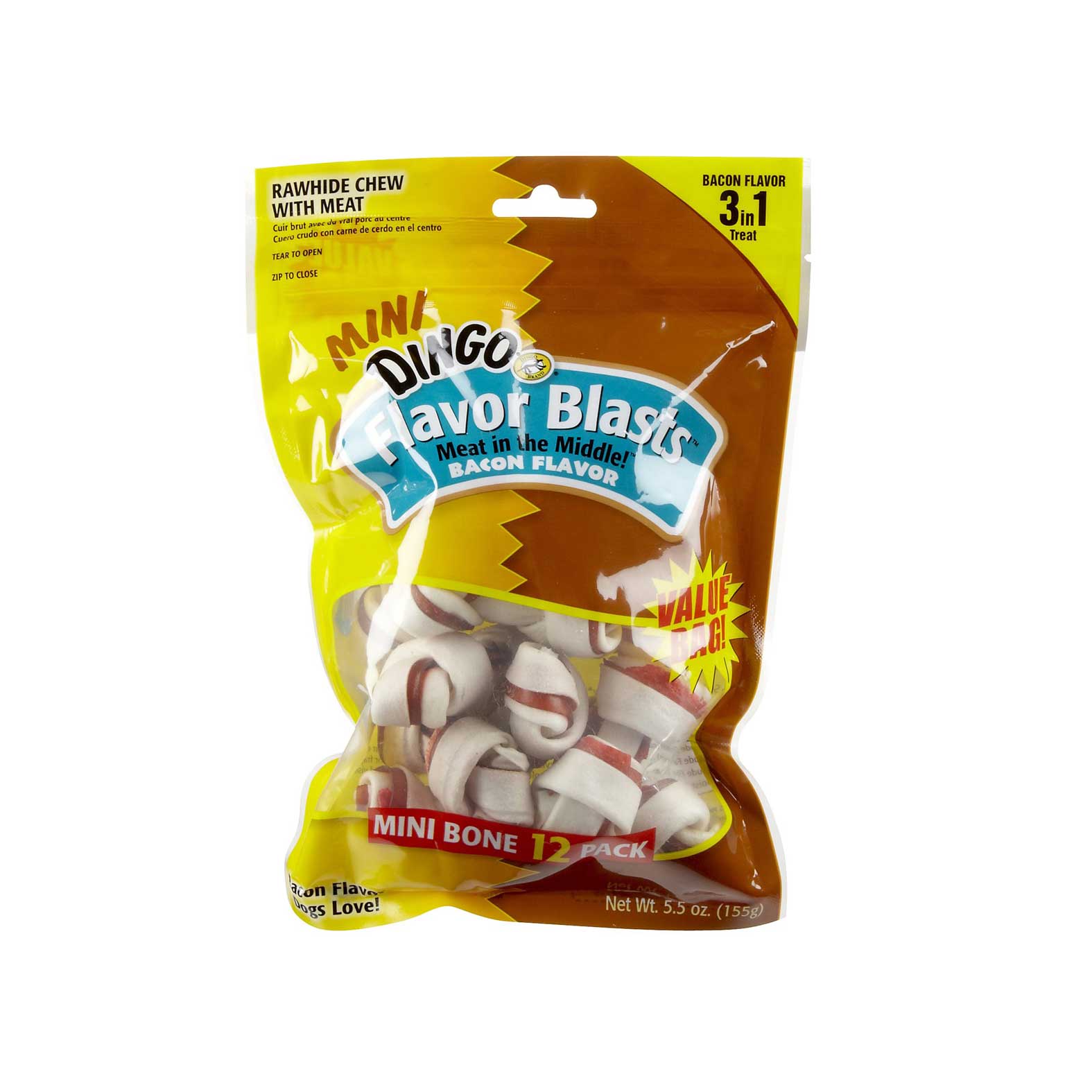 "Dingo Mini Flavor Blasts, Bacon, 12-count"