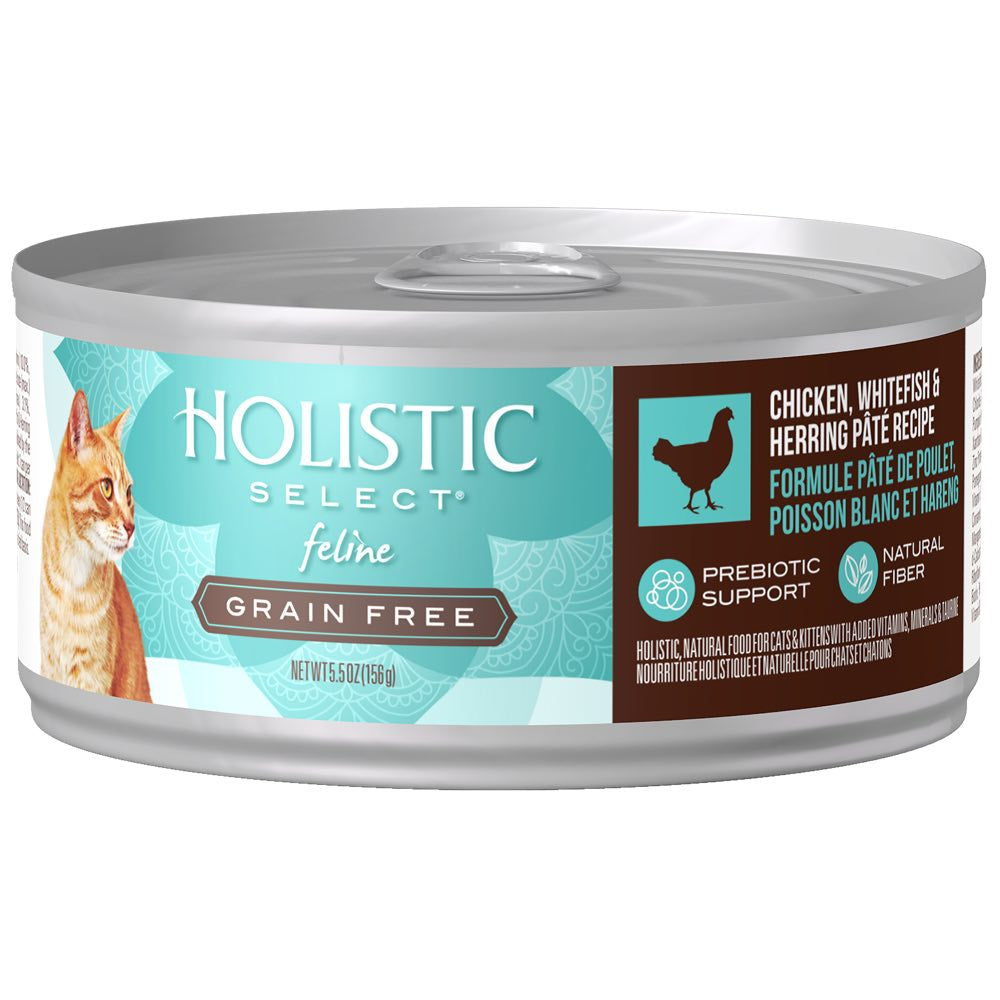 "Holistic Select Grain Free Chicken, Whitefish & Herring Pate Canned Cat Food 156g"