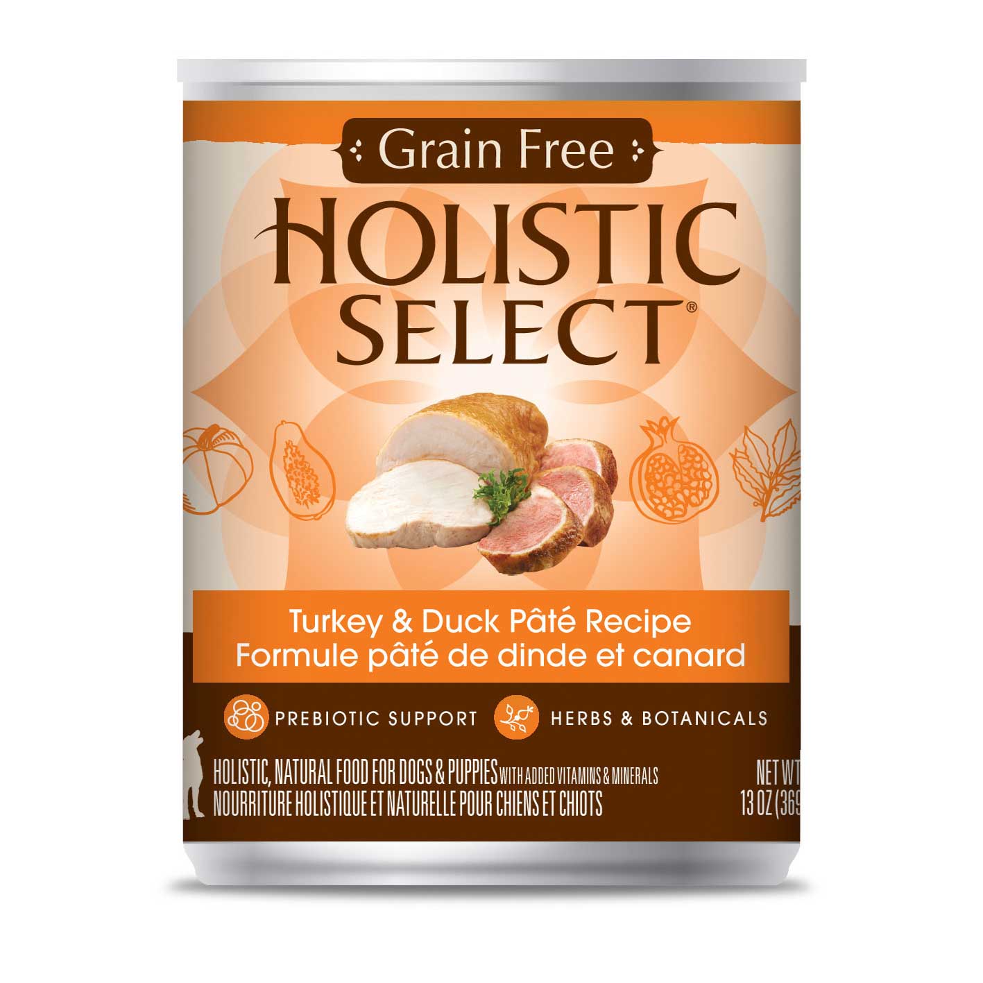 Holistic Select Grain Free Turkey & Duck Pate Canned Dog Food 368g