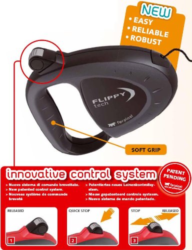 Ferplast Flippy Tech Auto Retractable Lead Cord Black Large