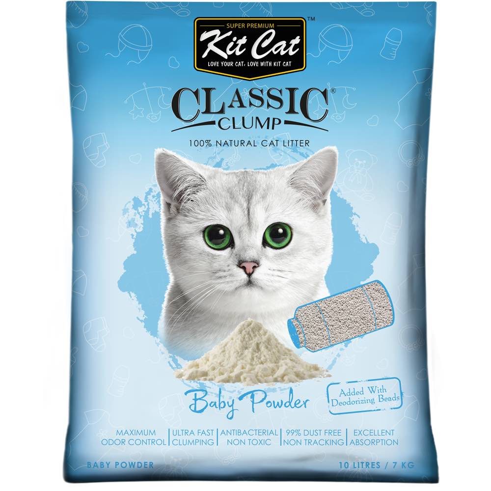 Kit Cat Classic Clump Baby Powder Clay Cat Litter 10L