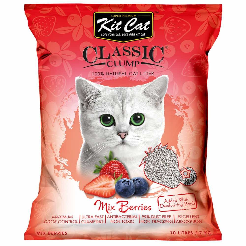 Kit Cat Classic Clump Mix Berries Clay Cat Litter 10L