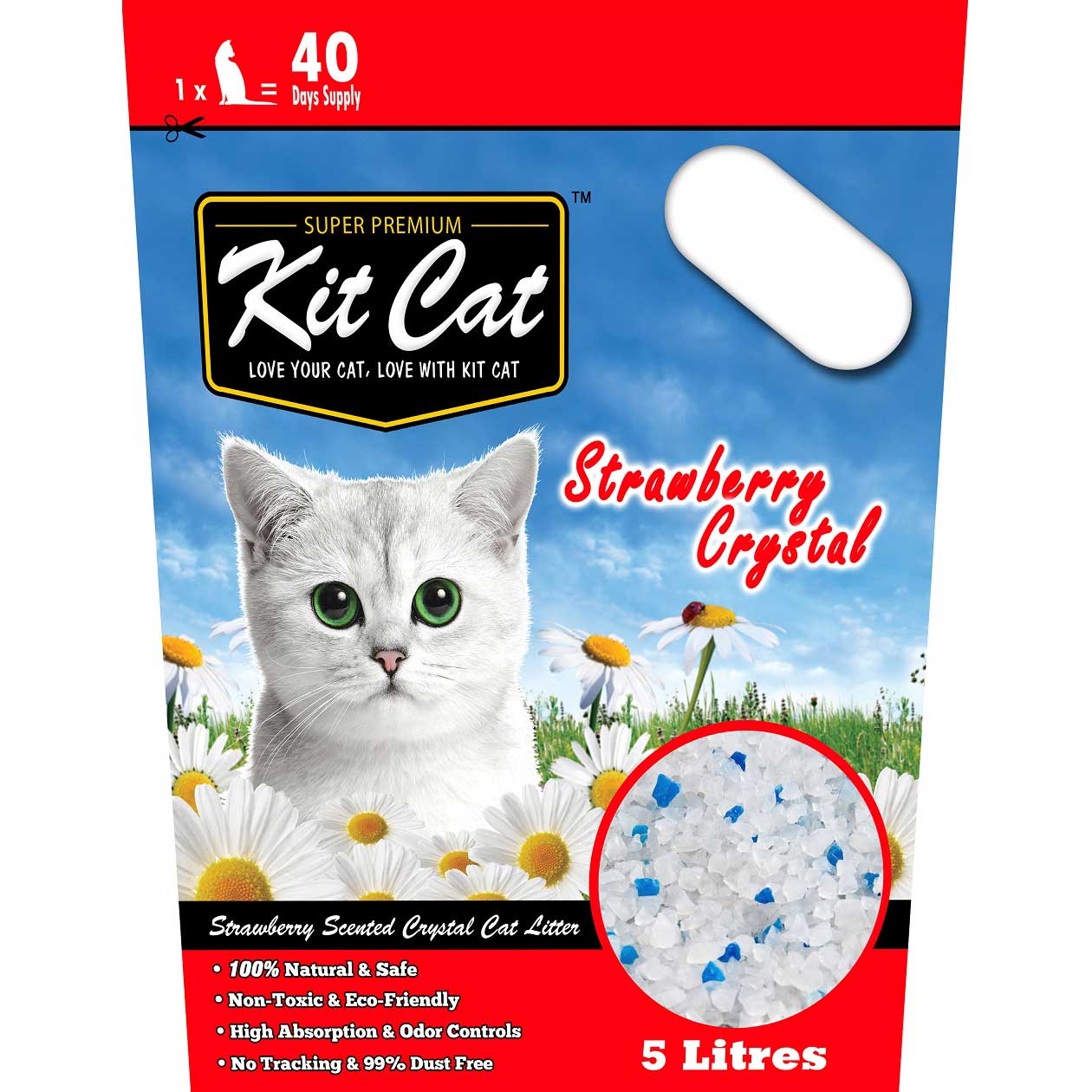"Kit Cat Crystal Litter, Strawberry Cat Litter 5L"