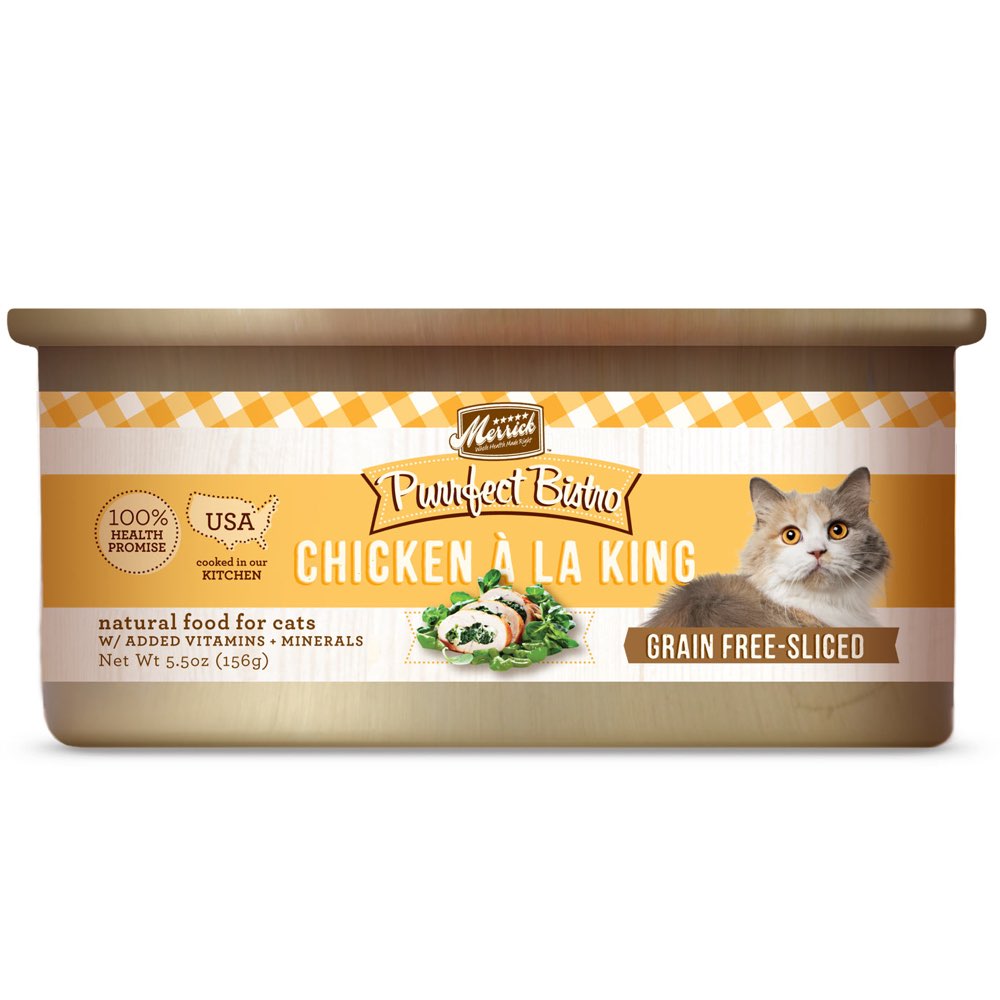 Merrick Purrfect Bistro Grain-Free Chicken ?? La King Morsels in Gravy Canned Cat Food 156g