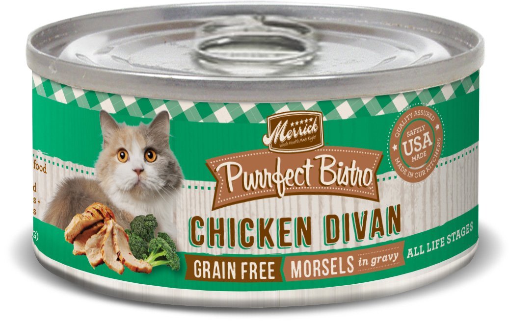 Merrick Purrfect Bistro Grain-Free Chicken Divan Morsels in Gravy Canned Cat Food 156g