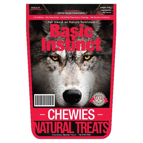 Basic Instinct Chewies Dog Treats 200g