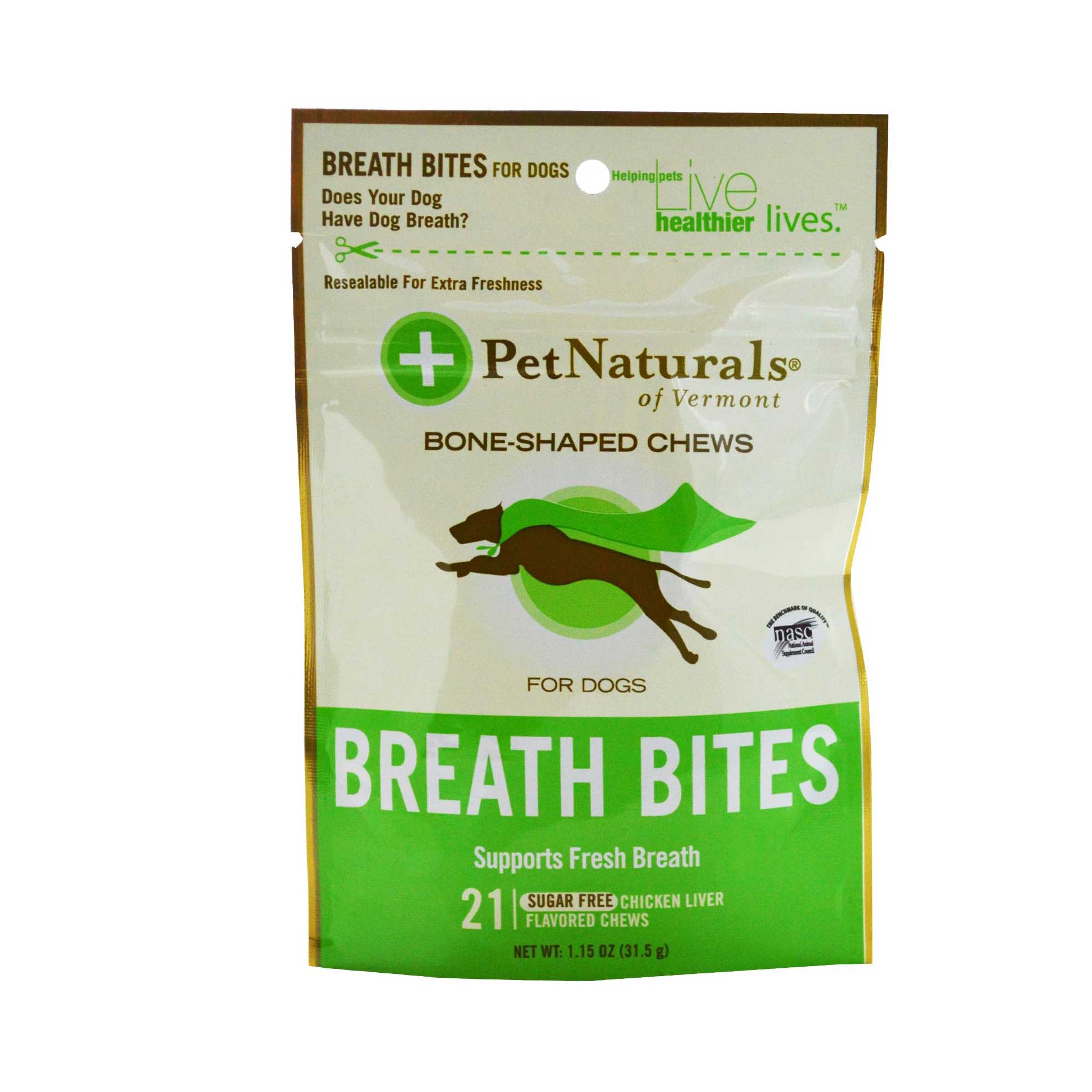 "Pet Naturals of Vermont Breath Bites Chicken Liver Flavored Chews for Dogs, 2oz"