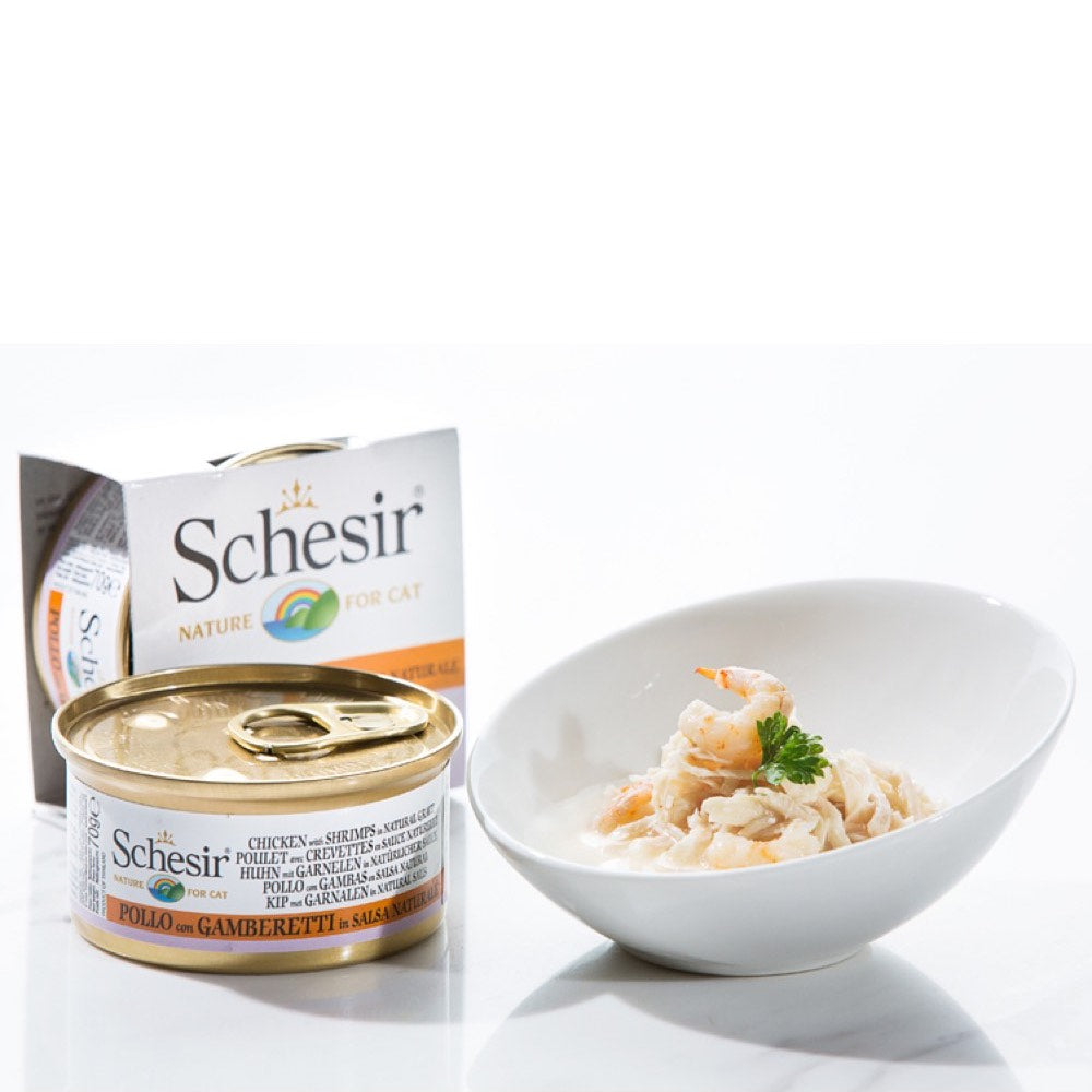 Schesir Chicken With Shrimp In Natural Gravy Grain-Free Adult Canned Cat Food 70g