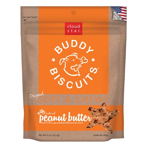 "Cloud Star Soft and Chewy Buddy Biscuits, Peanut Butter Dog Treats 170g"