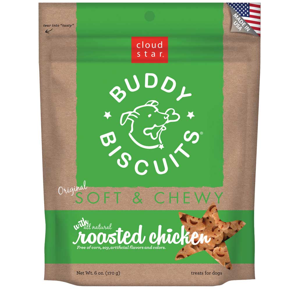 "Cloud Star Soft and Chewy Buddy Biscuits, Roasted Chicken Dog Treats 170g"