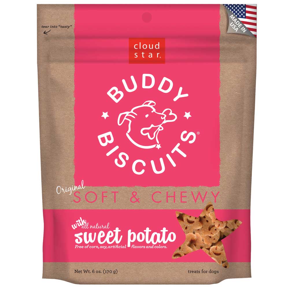 "Cloud Star Soft and Chewy Buddy Biscuits, Sweet Potato Dog Treats 170g"